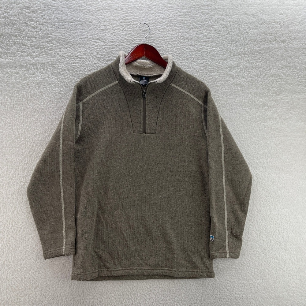 Kuhl Fleece Jacket Mens Medium Brown 1/4 Zip Fleece Alfpaca Outdoor Gorpcore